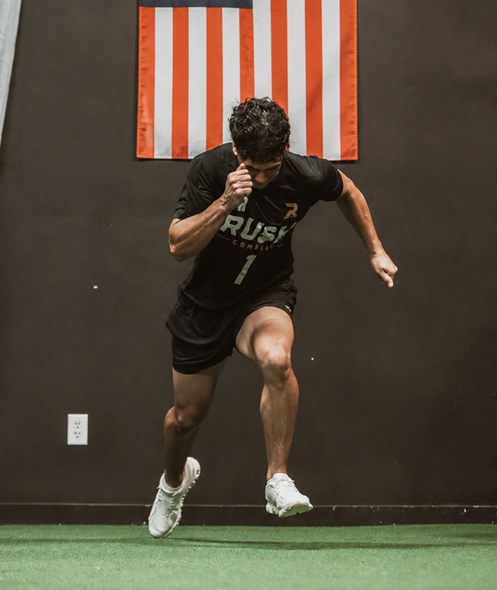 Athlete sprinting during Rush Combine training